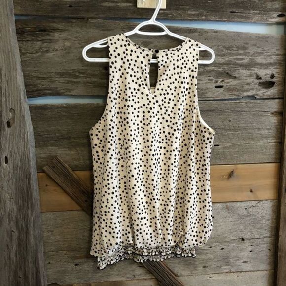 JANETTE Plus USA Plus size 3XL Cream polka dot blouse with chiffon flower - Picture 5 of 6